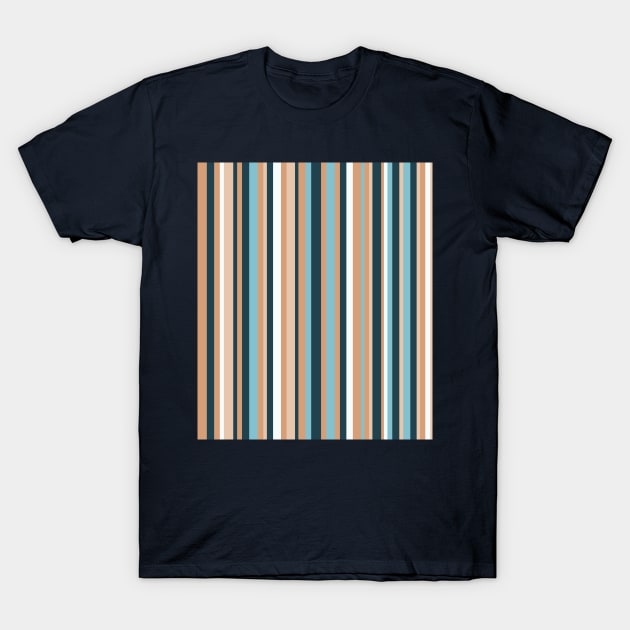 Vertical stripped pattern, in sepia and blue shades T-Shirt by F-for-Fab